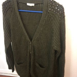 Olive green kitted cardigan